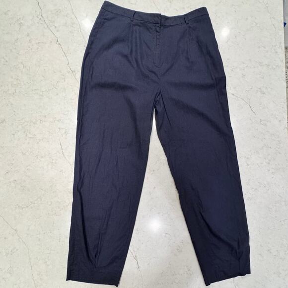 Open Edit Linen Blend Pants Navy Blue Relaxed Men's Large Minimalist Coastal - Picture 4 of 14